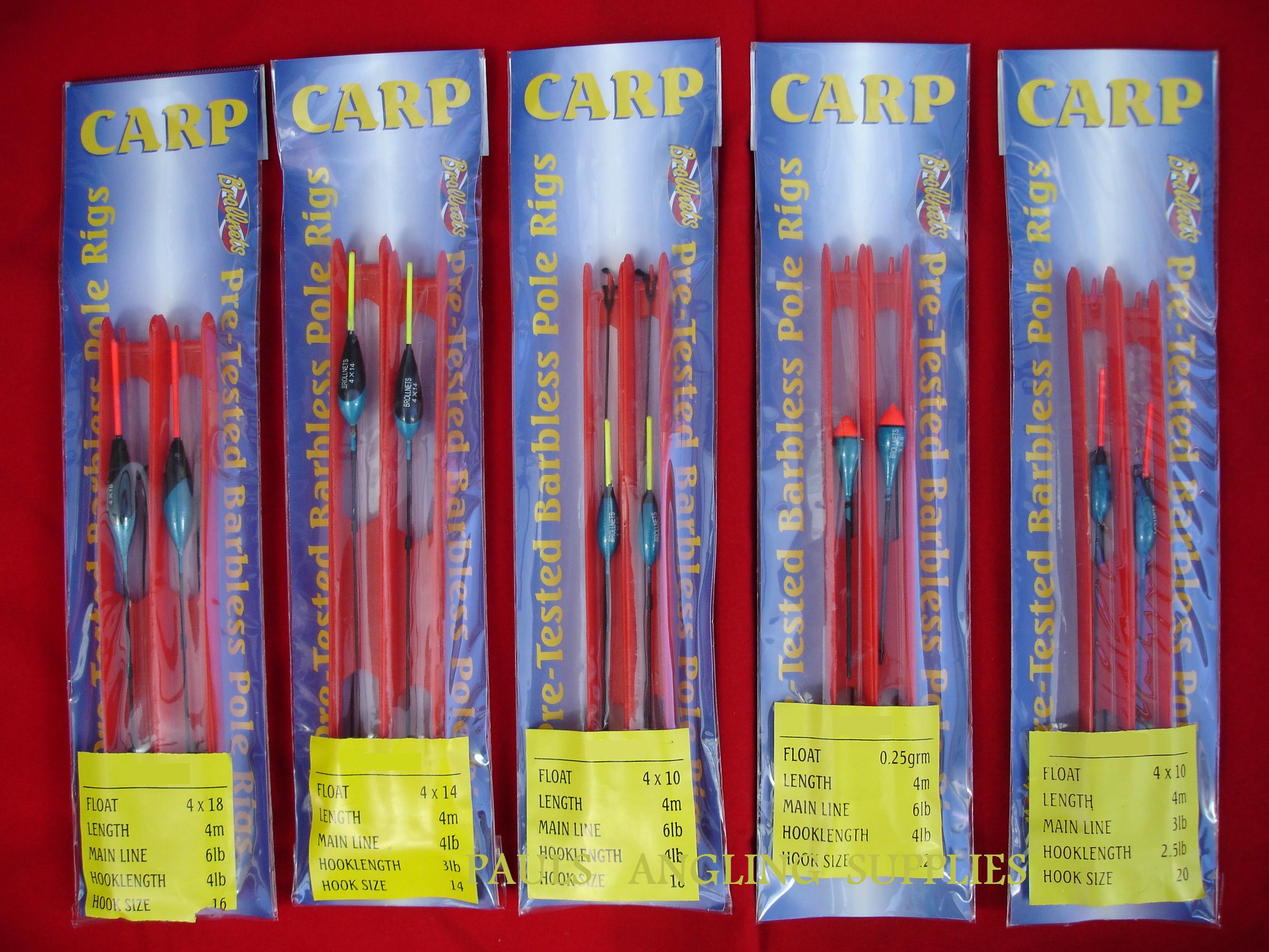 10 Assorted carp pole rigs
